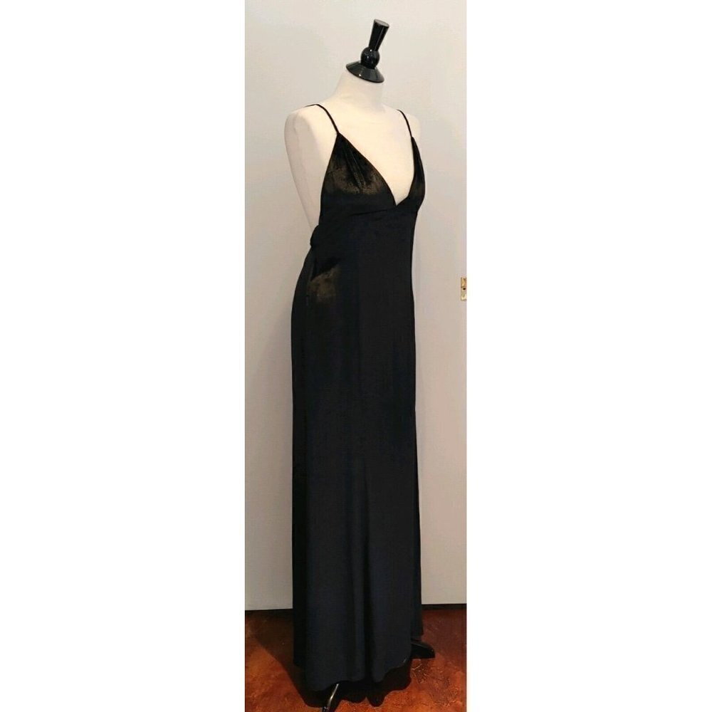 NWT Haute Hippie Black Velvet Maxi Evening Dress Spaghetti Straps Size 8 - Picture 10 of 13